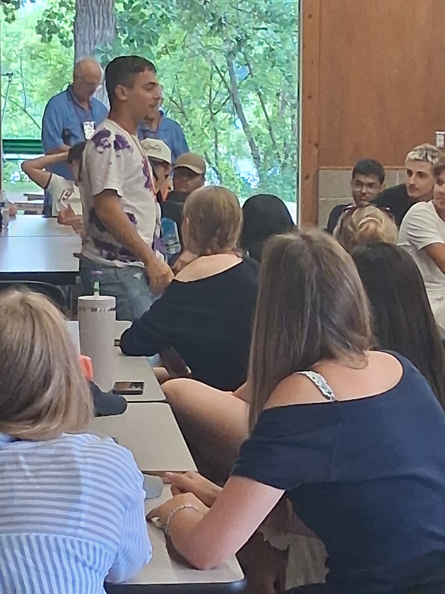 Welcoming Youth Exchange students at the summer picnic